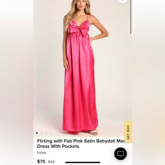 Lulus Dresses & Skirts - New! Hot Pink Babydoll Maxi Dress with Pockets NWT